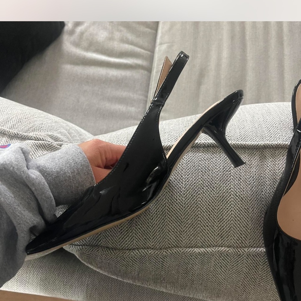 Amazon Black Patent Slingback Heels